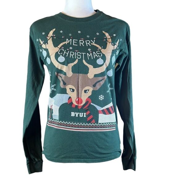 Champion Brigham Young University–Idaho BYUI Long Sleeve Christmas Top Size S 📦 - Picture 1 of 7